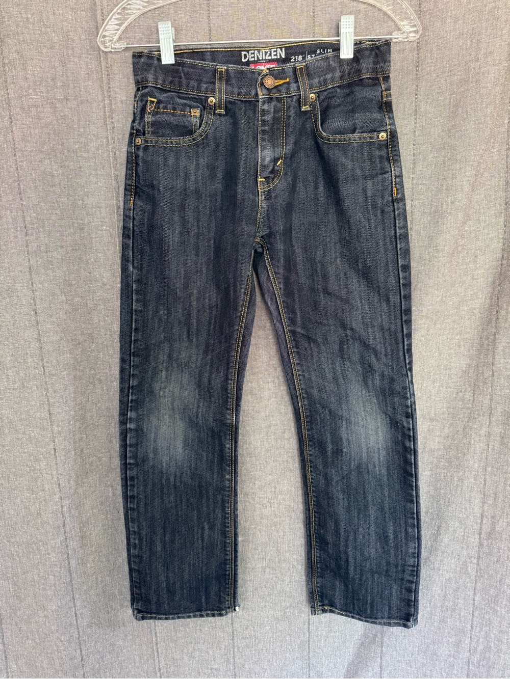 DENIZEN from Levi's 218 Slim Straight Fit Jeans Boys 12 Adjustable Waist Denim